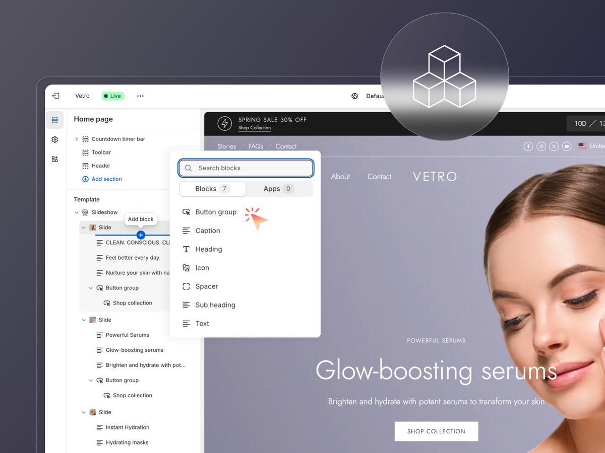 Vetro Shopify theme preset and feature preview 1