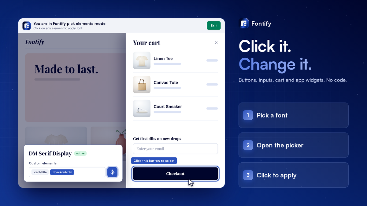 Fontify: Google & Custom Fonts Shopify app screenshot 1