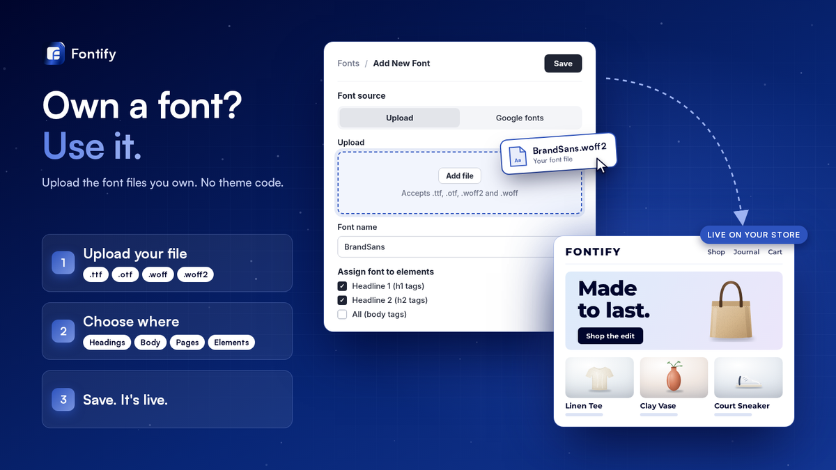 Fontify: Google & Custom Fonts Shopify app screenshot 2