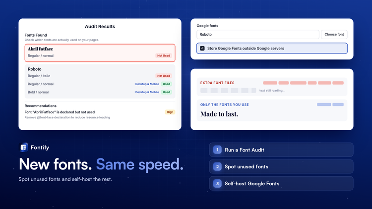 Fontify font audit and self-hosted Google Fonts