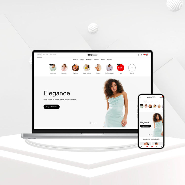 Ecomus Shopify theme on laptop and phone