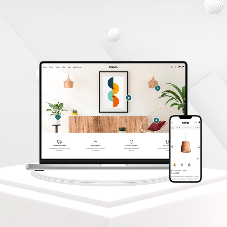 Kalles Shopify theme on laptop and phone